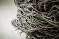 Closeup of Dirty Mop After Cleaning House. Royalty Free Stock Photo