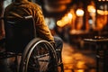 Closeup of disabled mans hand on wheelchair wheel, displaying strength