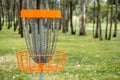 Disc golf basket in a park Royalty Free Stock Photo