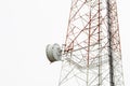 closeup dish on telecommunication tower with isolate white background Royalty Free Stock Photo