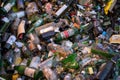 Closeup of disposed bottles in a waste processing plant in Firmat, Argentina Royalty Free Stock Photo