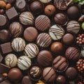 Closeup of diverse chocolates, a tempting cocoa medley