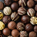 Closeup of diverse chocolates, a tempting cocoa medley