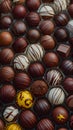 Closeup of diverse chocolates, a tempting cocoa medley