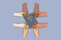 Diverse people with bible holding hands Royalty Free Stock Photo