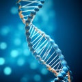 Closeup of DNA genome on blue. DNA strand on blue bokeh background. Royalty Free Stock Photo