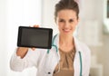 Closeup on doctor showing tablet pc blank screen Royalty Free Stock Photo