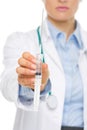 Closeup on doctor woman giving syringe Royalty Free Stock Photo