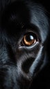 Closeup dog eye, portrait of animal on dark background. Royalty Free Stock Photo