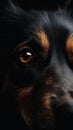 Closeup dog eye, portrait of animal on dark background. Royalty Free Stock Photo