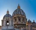 Closeup of dome of Saint Peter`s Basilica of Vatican. View from the roof of Saint Peter`s Basilica Royalty Free Stock Photo