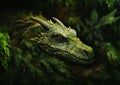 A Closeup of a Dragon\'s Head in a Forest
