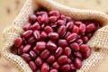 Dried Adzuki Red Beans in a Burlap Bag