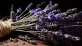 Closeup of dried lavender flowers bouquet