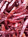 Closeup dried red hot chilli background texture