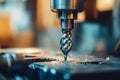 Closeup of a Drill Bit on a CNC Machine Royalty Free Stock Photo