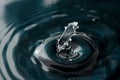 Closeup of droplets falling into the rippling water