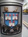 Closeup Dublin City Coat of Arms. Obedientia Civium Urbis Felicitas Royalty Free Stock Photo