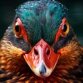 Vibrantly Surreal Mallard Duck Close-up: Captivating Wildlife Photography