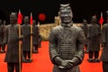 Closeup of the duplicates of the Chinese Terracotta Army with a blurry background