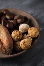 Sweet potato, chestnuts and Catalan panellets Royalty Free Stock Photo