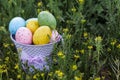 Closeup of Easter eggs collected for traditional holiday