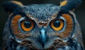 Closeup of an Eastern Screech owls face with large orange eyes Royalty Free Stock Photo