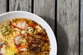 Closeup Egg noodle soup with roasted pork Royalty Free Stock Photo