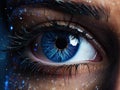 Closeup of Electric Blue Eye with Lightning Streaks - AI Generated