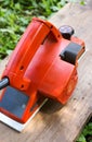 Closeup electric wood plane. Royalty Free Stock Photo
