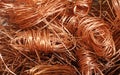 Closeup electrical copper waste, scrap copper wire material for recycling business, Save environment concept