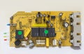 Closeup on electronic board power supply,blurred and toned image Royalty Free Stock Photo