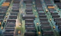 Electronic circuit board PCB components detail and An integrated circuit ic Royalty Free Stock Photo
