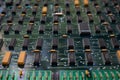 Electronic circuit board PCB components detail and An integrated circuit ic Royalty Free Stock Photo