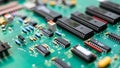 Electronic circuit board PCB components detail and An integrated circuit ic Royalty Free Stock Photo