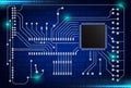 Closeup of electronic circuit board with processor background Royalty Free Stock Photo