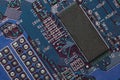 Closeup of electronic circuit board with processor Royalty Free Stock Photo