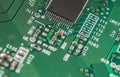 Closeup of electronic circuit board with processor Royalty Free Stock Photo