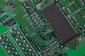 Closeup of electronic circuit board with processor Royalty Free Stock Photo