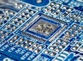 Closeup of PCB electronic components Royalty Free Stock Photo