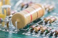 Closeup electronic hardware on the circuit board Royalty Free Stock Photo