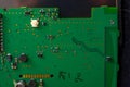 Closeup electronics circuit board and components printer computer