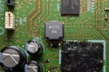 Closeup electronics circuit board and components printer computer Royalty Free Stock Photo