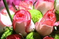 Closeup of Elegant bouquet of pink roses in bloom