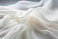 Closeup of elegant crumpled pure white silk fabric cloth luxury background texture design Royalty Free Stock Photo