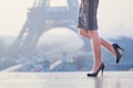 Closeup of elegant Parisian woman's legs Royalty Free Stock Photo