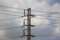 Closeup Eletricity line and electricity post Royalty Free Stock Photo