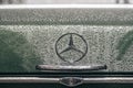 Closeup on emblem logo of retro Mercedes-Benz car