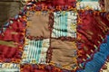 Closeup embroidery detail heirloom quilt