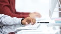 Closeup of employees typing on the keyboard Royalty Free Stock Photo